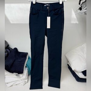 Elaine Kim Quinley Tech stretch jeans with leather piping